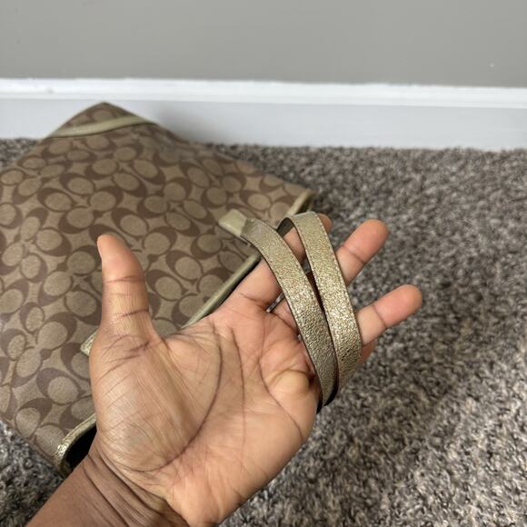 Coach Heritage Star Print Brown Gold Double Handle Shoulder Bag F18853 - Picture 6 of 12